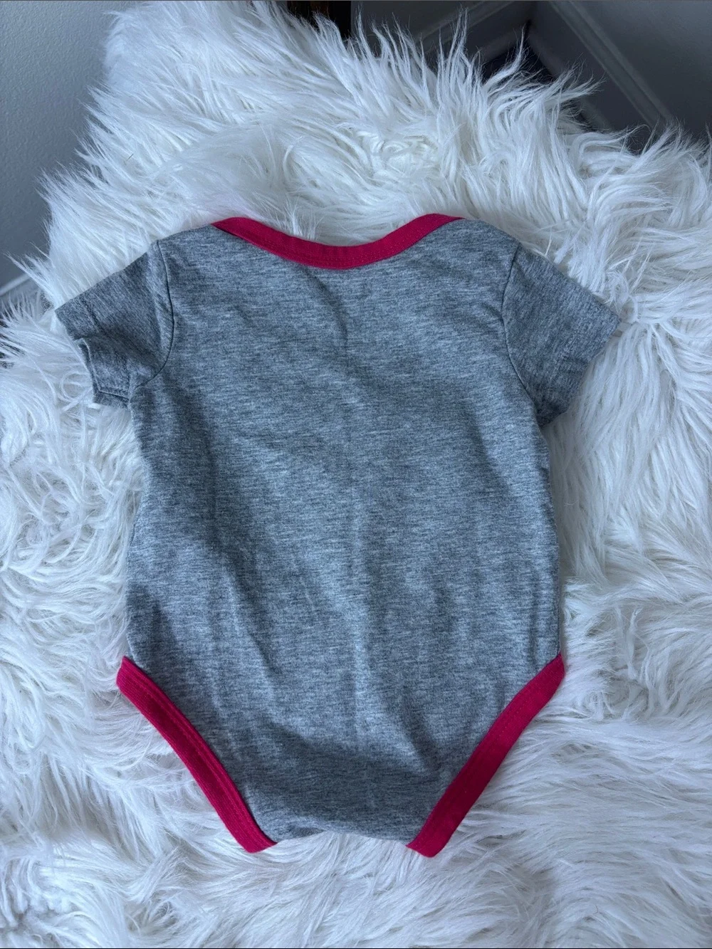 Nike Gray Bodysuit with Hot Pink Trim Size 3M
